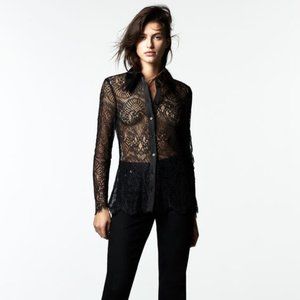 Zara black lace bottom down shirt (Size L)